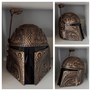 Keltische deluxe Mandalorian/Boba fett afgewerkte of onbewerkte 3D-geprinte cosplayhelm afbeelding 1