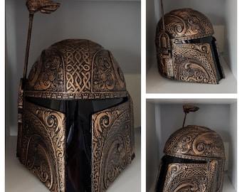 Casque cosplay celtique de luxe Mandalorian/Boba fett fini ou brut imprimé 3D