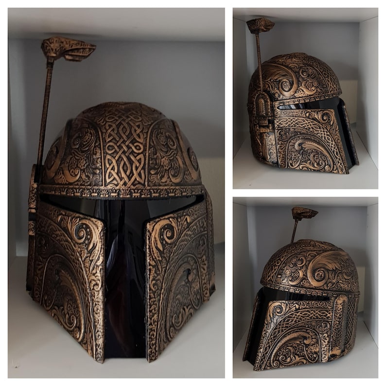 Keltische deluxe Mandalorian/Boba fett afgewerkte of onbewerkte 3D-geprinte cosplayhelm afbeelding 1
