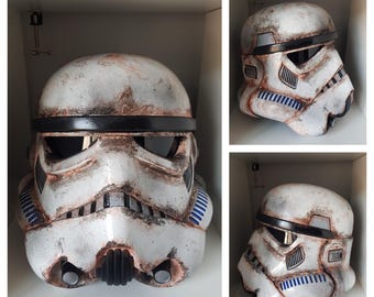 Casco de Stormtrooper con acabado desgastado y sin tratar, impreso en 3D para cosplay, tamaño personalizado.