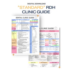 Guía rápida para el estudio de higiene dental. Regalo para estudiantes de higiene dental. Descarga digital. Revisión para el examen de la Junta de Higiene Dental (RDH).