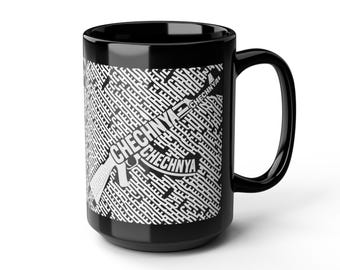 Unique Chechnya AK The Black Mug, 15oz | Coffee Lover Gift, Tea Cup, Home Decor, Travel Mug, Personalized Drinkware