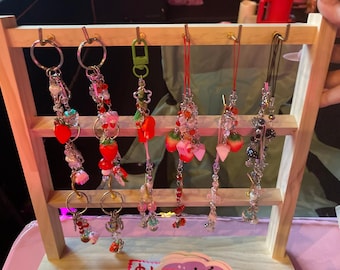 Coquette keychains, Cottagecore Keychain, Strawberry Shortcake, Mushroom Keychain