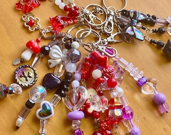 Kawaii Beaded Keychain, Y2K themed charm, nostalgia,