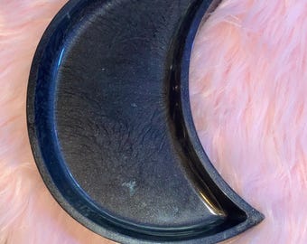 Large Crescent Moon Tray, Vanity Tray for Jewelry, Perfume, and Keys, Witchy Decor, Moon Decor, Resin Jewelry Tray