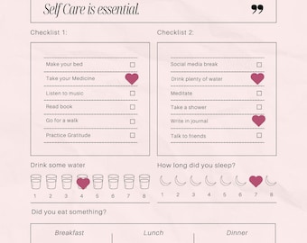 Light Pink Daily Self Care Planner, Journal PDF