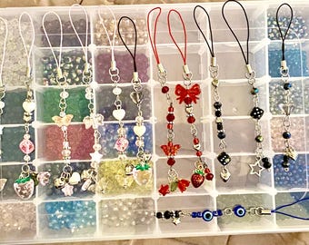 Coquette Dangle Phone Charms, Coquette Accessories, Strawberries, Cherries, Bows