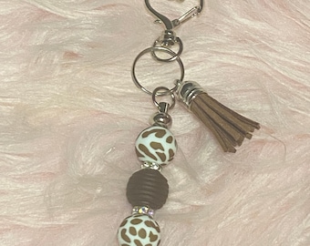 Beaded Keychain with Tassel, Awareness Accessories, Autism Awareness, Breast Cancer Awareness