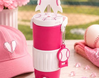 Ballpark Babe Skinny Cooler, Baseball Bow Drink Holder, 12oz Skinny Can Sleeve, Baseball Mom Cup Accessory, Dugout Darling Cooler