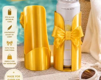 Sip Sidekick 16.9oz Can Holder, 500ml Drink Holder with Handle, Cute Bow Can Holder, Girly Drink Accessory, Coquette Energy Drink Holder