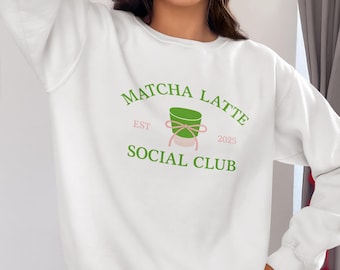 Matcha Latte Social Club 2025 PNG – Retro Graphic Design