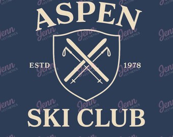 Aspen Ski Club Wappen PNG, Vintage Winter Design (Digitaler Download)