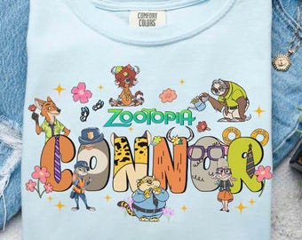 Anpassen Disney Zootopia 2 Film Charakter T-Shirt, individueller Name Judy Hopps Nick Wilde Shirt, Disneyland Geburtstag Familie Passenden Reise Shirt
