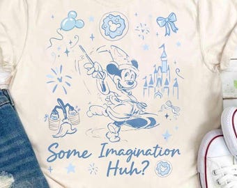 Disney Fantasmic Mickey Sorcerer Some Imagination Huh T-Shirt, Disney Matching Family Shirt, Disney World Fantasmic Hollywood Studios Trip