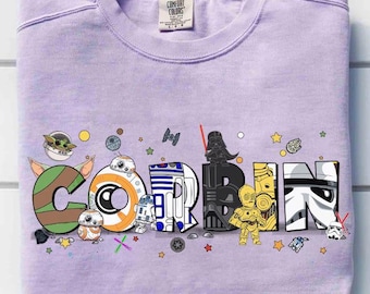 Camiseta grupal con personajes de Star Wars y nombre personalizado, viaje familiar de cumpleaños a Disney Hollywood Studios, viaje a Star Wars Galaxy's Edge