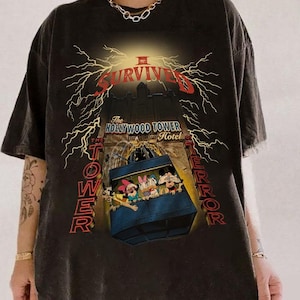 Disney The Hollywood Tower ich überlebte Micky und Freunde T-Shirt, Disney Trip passendes Familienshirt, Hollywood Studios Twilight Zone Shirt