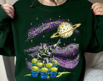 Maglietta Disney Toy Story Buzz Lightyear e Aliens Pizza Planet Starry Night, maglietta Disney Buzz Lightyear, maglietta coordinata per la famiglia Disney Trip