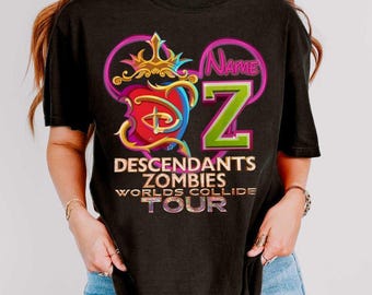 Custom Descendants Zombies World Collide Tour Logo Mickey Head T-Shirt, Disney Summer Tour Shirt, Zombies Tour Music Festival Matching Shirt