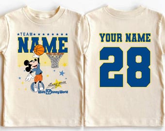 Personalized Disney Team Mickey Basketball 2-sided T-Shirt, Disney Sport Team Matching Shirt, Disney Basketball Shirt, Basketball Team Shirt