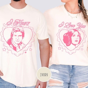 Camiseta de pareja "Sé que te quiero" de Star Wars: Princesa Leia y Han Solo, viaje a Disney Hollywood Studios, camiseta Galaxy's Edge, camiseta del Día de Star Wars