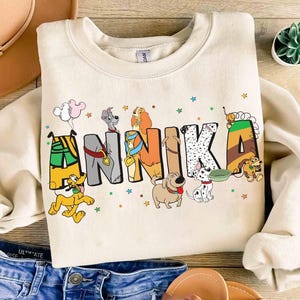 Personalized Disney Dogs Character Themed T-Shirt, Disney Dog Lover Tee, Pluto Lady and The Tramp Tee, Disneyland Trip Matching Family Shirt