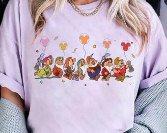 Disney Snow White and 7 Dwarfs Balloons T- Shirt, Disney Princess Snow White Shirt, Disneyland Family Trip Shirt, Dopey Grumpy Sleepy Shirt