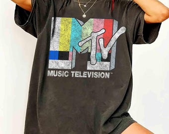 MTV Classic Vintage TV Signal Logo T-Shirt, Retro 80er & 90er Jahre MTV Familie Passendes T-Shirt, MTV Geburtstagskind Musik Fernsehen Signal Logo T-Shirt