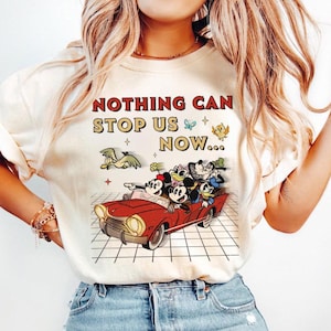 Disney Mickey & Minnie Nothing Can Stop Us Now Retro T-Shirt, Disneyland Family Vacation Holiday Gifts, Mickey Minnie Runaway Railway Shirt