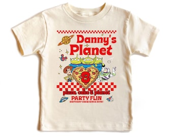 Maglietta personalizzata Disney Toy Story Birthday Pizza Planet Aliens Woody Buzz, maglietta Buzz Lightyear Woody Aliens, maglietta coordinata per la famiglia Disney Trip
