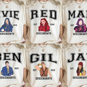 Disney Descendants Movie All Characters Portrait T-Shirt, Disney Descendants Birthday Gift, Disney Evie Mal Uma T-Shirt, Red I&#39;m a Rebel Tee