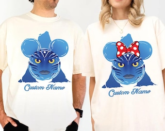 Camiseta personalizada de Mickey y Minnie con la cabeza de Avatar, Fuego y Ceniza, camiseta familiar de Disneyland Avatar Land, camiseta Pandora World of Avatar de Disney Animal Kingdom