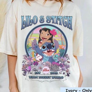 Disney Lilo & Stitch 2025 Movie Floral Retro T-Shirt, Disney Stitch and Angel Shirt, Disneyland Matching Family Shirt, WDW Trip Gift Outfits