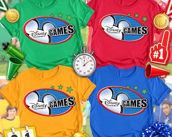 Camiseta retro con el logo de los juegos de Disney Channel Classic Squad, camiseta de juegos de Mickey Mouse de Disney, camiseta del equipo de juegos de Channel, regalos para la familia de Disneyland