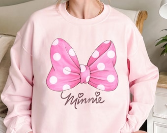 Disney Minnie Pink Bow Watercolor Shirt, Disneyland Women T-Shirt, Disney Minnie Mouse Shirt, Birthday Gift, Minnie Girl Trip Matching Shirt