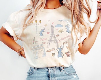 Disney Pixar Remy Ratatouille Paris Watercolor T-Shirt, Disneyland Matching Family Shirt, Anyone Can Cook , Remy&#39;s Ratatouille Adventure Tee