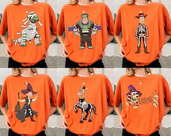 Disney Toy Story Characters Costume Halloween Matching T-Shirt, Buzz Lightyear Woody Slinky Dog Halloween Tee, Toy Story Land Halloween Trip