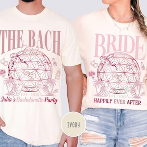 Customized Disney Epcot The Bach Club Bride Bachelorette Party T-Shirt, Disney Happily Ever After Marriage Tee, Bride Squad Bridesmaid Shirt