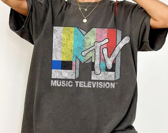 MTV Classic Vintage tv Signal Logo T-Shirt, Retro 80s & 90s MTV Family Matching Tee, MTV Birthday Girl Music Television Signal Logo T-Shirt