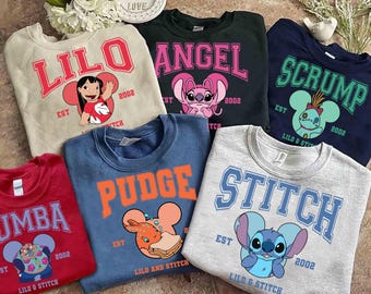 Maglietta con tutti i personaggi Disney Lilo e Stitch 2026 Mickey Head, maglietta Disney Lilo e Stitch, maglietta coordinata per la famiglia Disneyland, Magic Kingdom