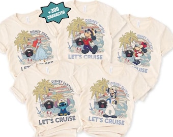 Disney Cruise Line Mickey and Friends All Character Vintage T-Shirt, Disney Treasure Fantasy Dream Shirt, Disney Trip Matching Family Shirt