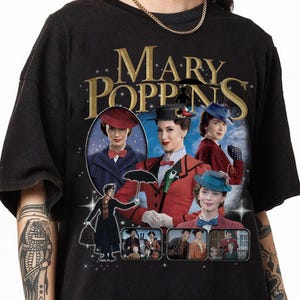 Disney Mary Poppins Movie Portrait Bootleg Retro T-Shirt, Practically Perfect In Every Way Shirt, Disneyland Trip Matching Family Shirt
