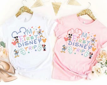 Comfort Colors Mickey and Minnie Head My First Disney Trip Shirt, Disneyland Family Matching Shirt, Disney World Vacation Tee, Magic Kingdom