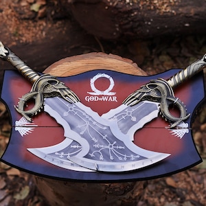 Handmade God of War Twin Blades of Chaos Metal God of War Blades and Kratos Axe Christmas Gift for Husband Best Gift for Game Lover