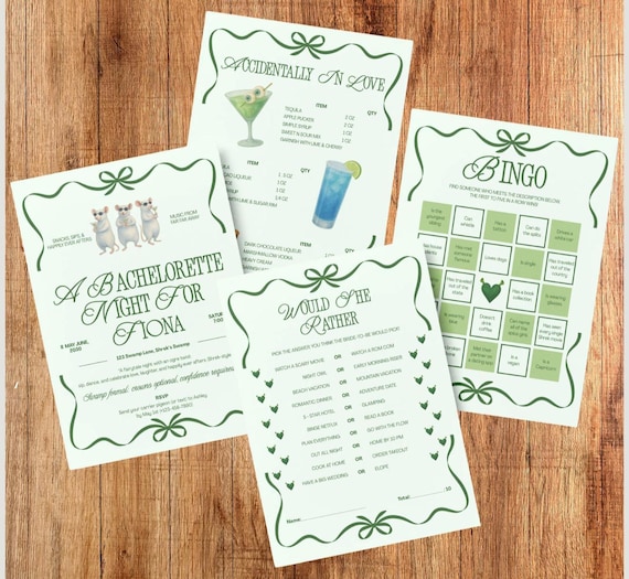 Shrek Bachelorette Party Bundle: Invitation, Menu, Games (Digital Download)