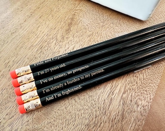 Pride and Prejudice Book Quote Pencils
