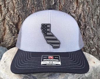 USA Flag State Leather Patch Richardson 112 Trucker Hat