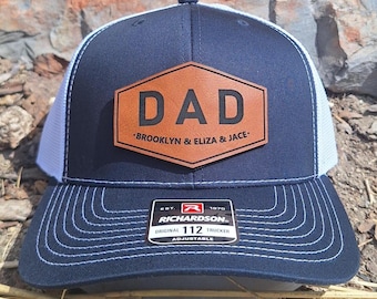 Personalized Leather Patch Dad Hat | Richardson 112 Trucker