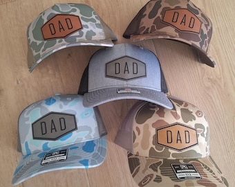 Gorra de papá personalizada / Gorra Richardson 112 / Gorra para papá primerizo / Gorra con parche de cuero / Gorra de camionero para hombre