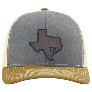 Texas Leather Patch Hat | Richardson 112 | State of Texas | Lonestar State | Leather Patch | Custom Hat | State Hat | Trucker Hat | Texas