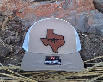 Gorra de camionero Richardson 112 con parche de cuero AR15 State